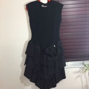 Perspective Flare A line Blk Midi Open back Sz 11